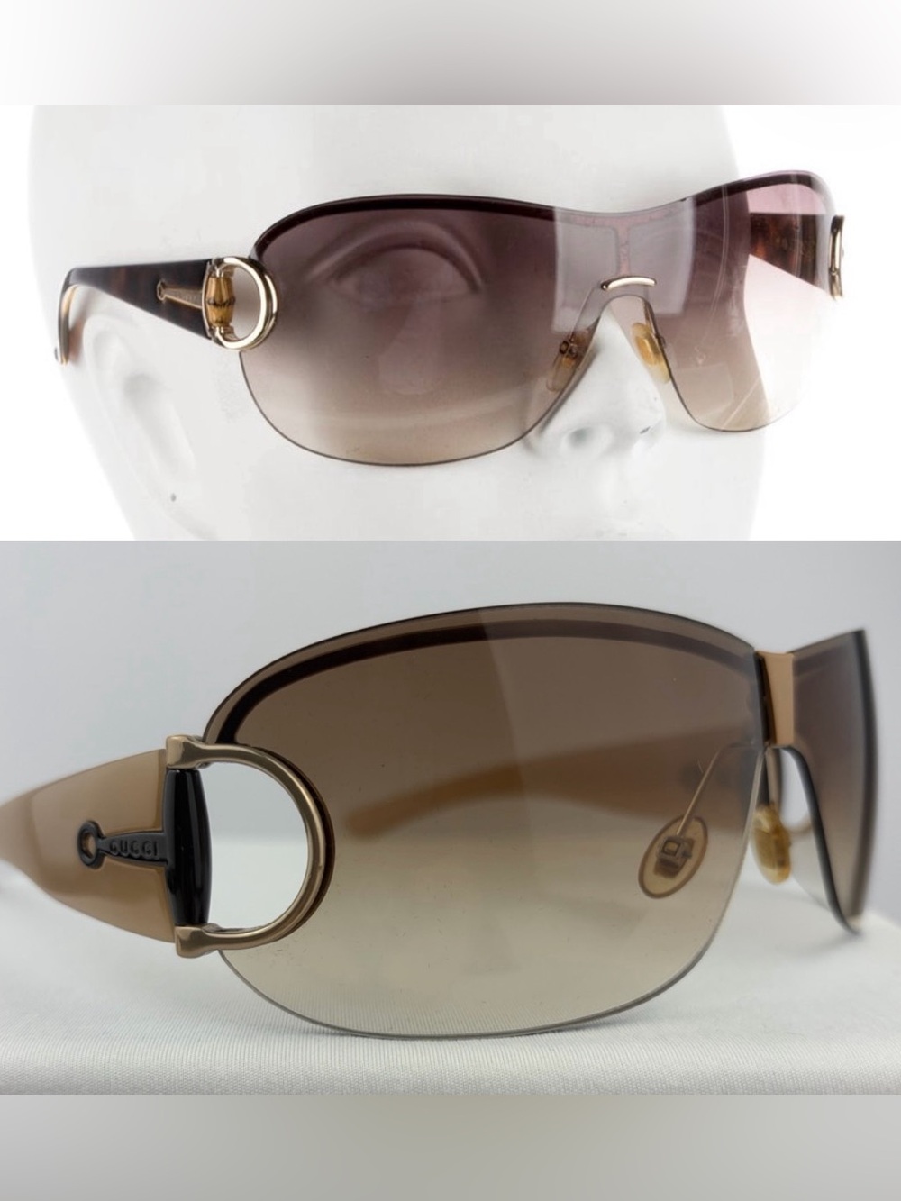 Vintage Gucci Horsebit Shield Sunglasses ~ GG 2746/S Brown Smoke Brown